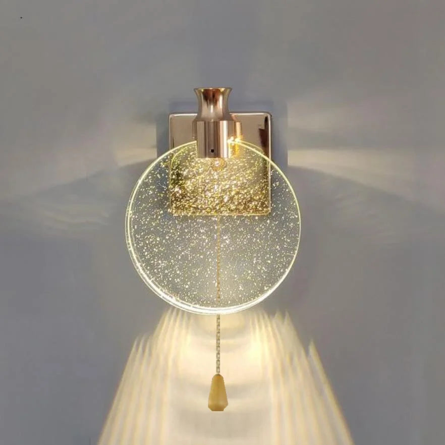 DecorBites™ Crystal Glass Gold LED Wall Lamp for Modern Luxury Lighting in Living Bedroom Bedside Aisle