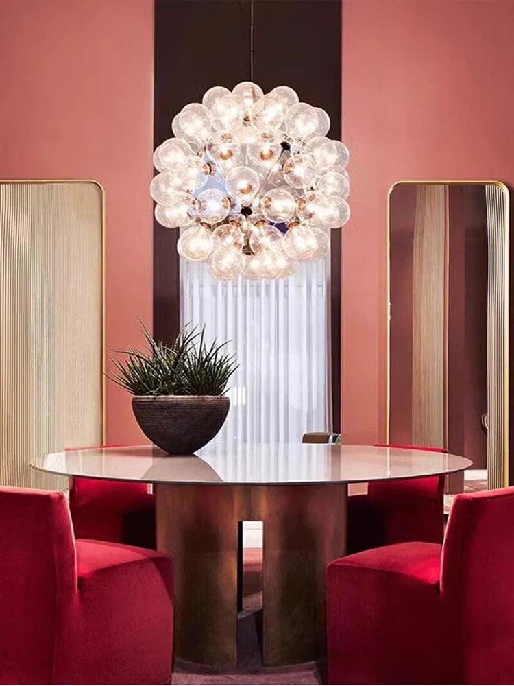 DecorBites™ Glass Dandelion LED Chandelier in Black Gold For Modern Spaces