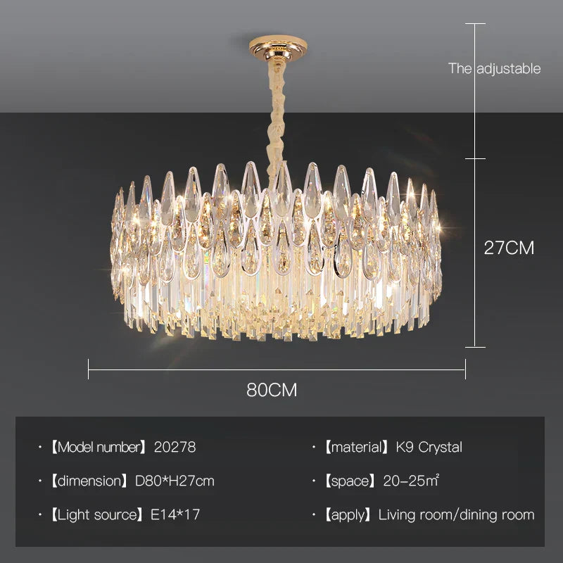 DecorBites™ Crystal LED Chandelier | Long Stairway Villa Light | Modern Luxury Post Lamp