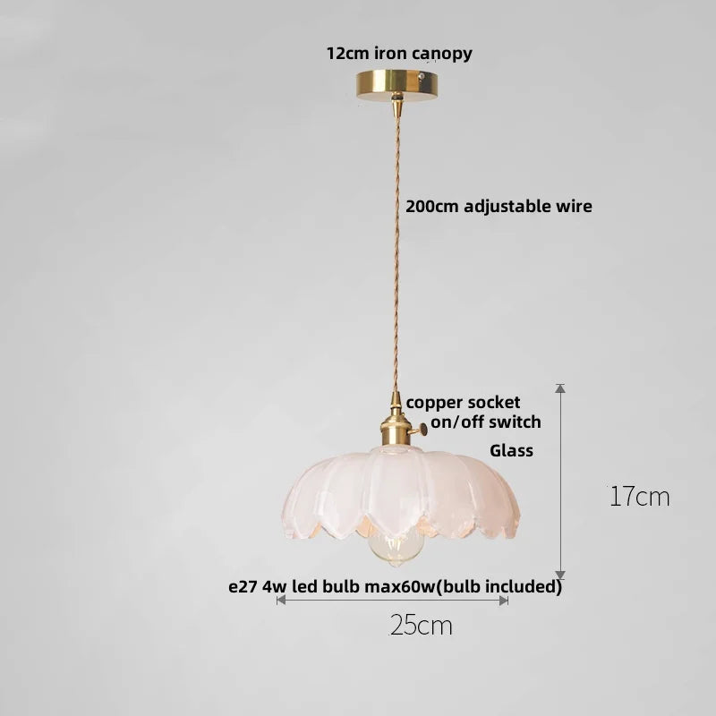 DecorBites™ Amber Glass Walnut Wood LED Pendant Lamp with Copper Knob Switch