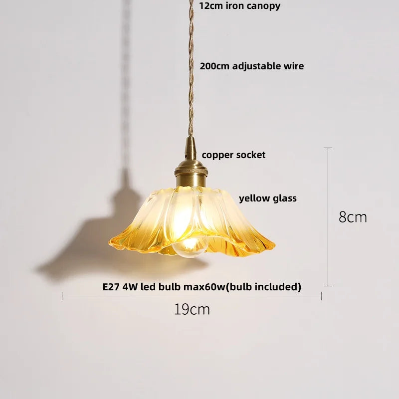مصباح قلادة LED نحاسي زجاجي شفاف من DecorBites™ لديكور المنزل والإضاءة