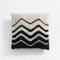 DecorBites™ Geo Knit Stripe Woven Square Pillow 45x45cm Black Ivory Insets