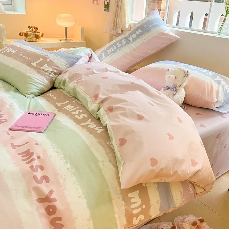 DecorBites™ Cotton Floral Print Bedding Set: Comfortable Sleep Quilt Cover & Fitted Sheet in All Seasons