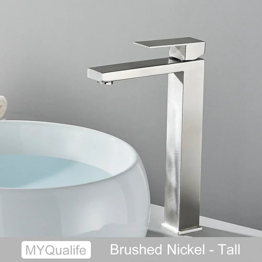 DecorBites™ Gold Stainless Steel Bathroom Basin Faucet Mixer Deck Mounted