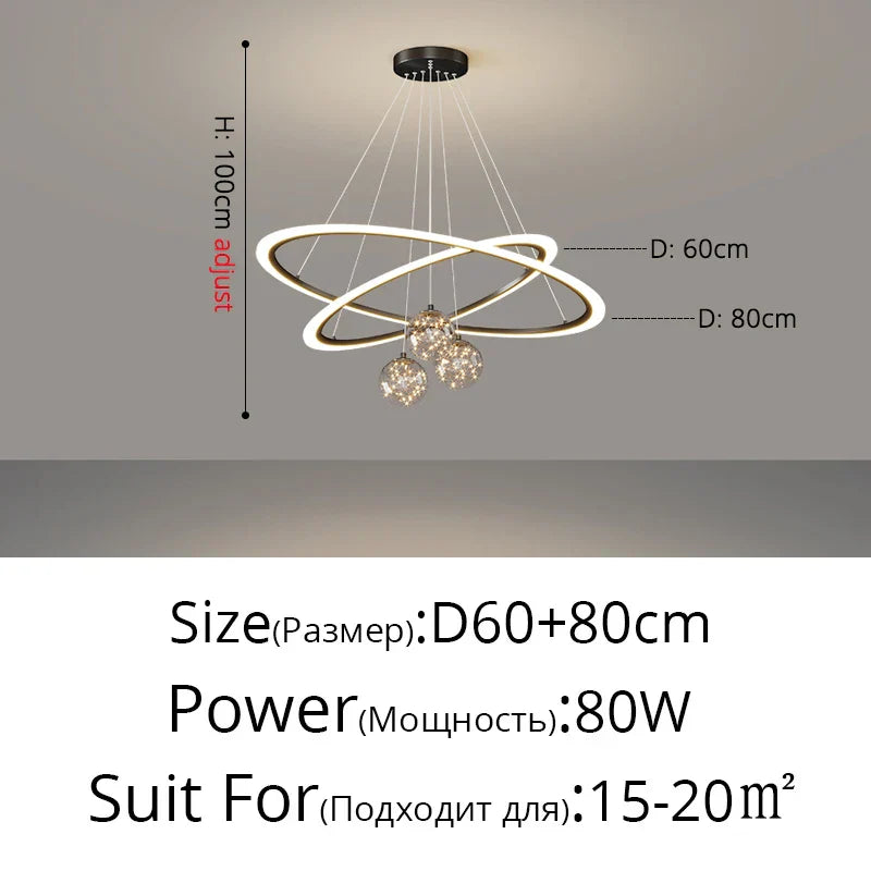 DecorBites™ Circle Ring Pendant Light Chandelier Modern Living Room Bedroom Lamps Ceiling Luminaire