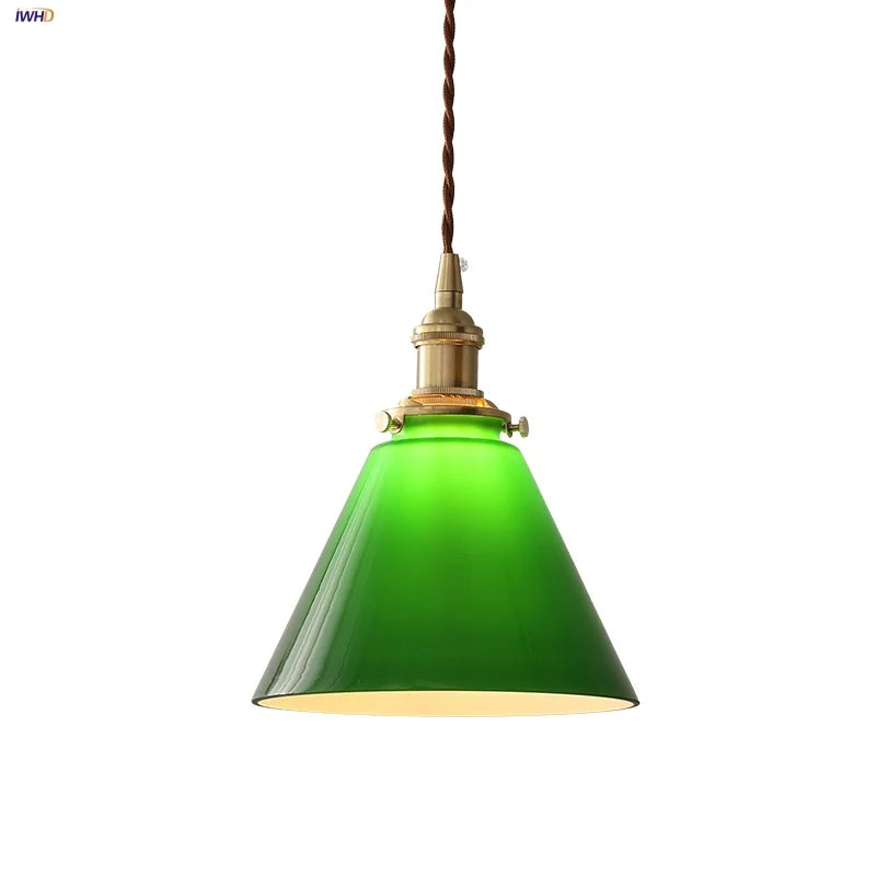 مصابيح قلادة LED زجاجية خضراء من DecorBites™، مصباح تعليق إسكندنافي حديث قابل للتعديل لغرفة النوم، المطبخ، الفندق
