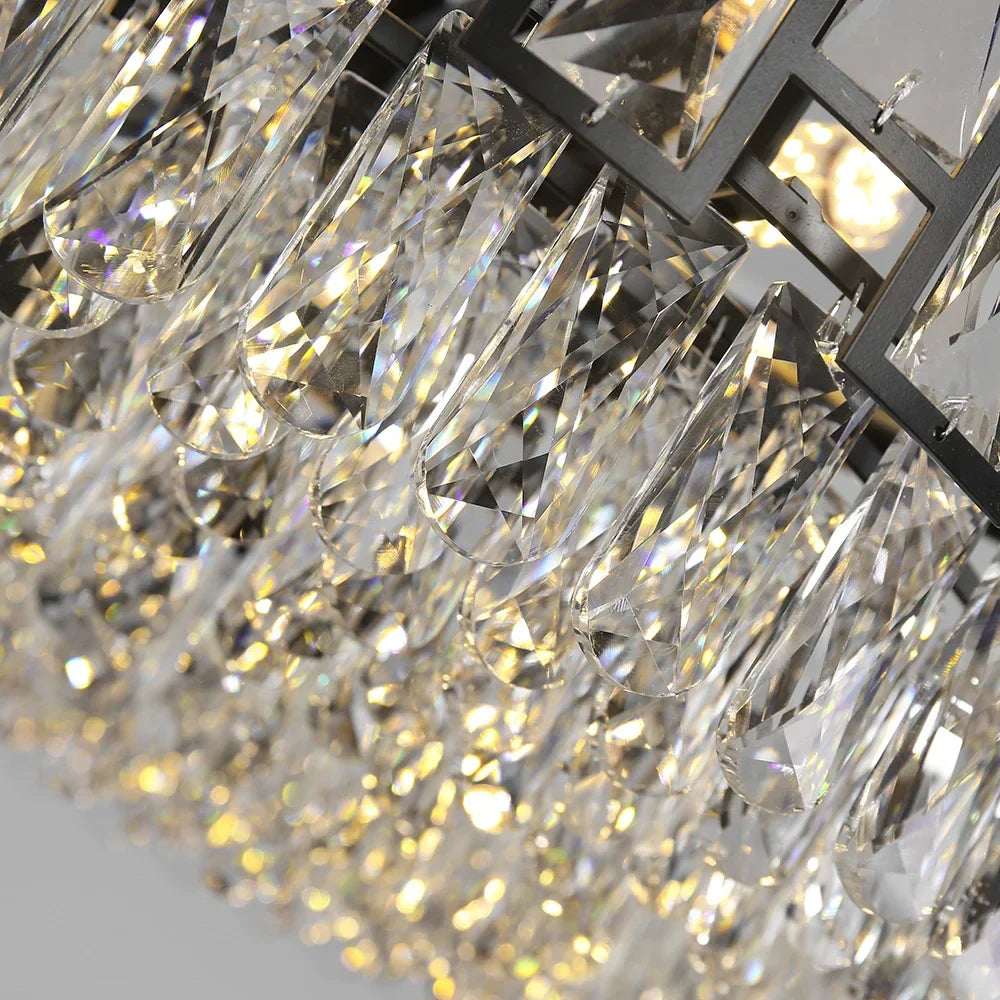 DecorBites™ Crystal LED Chandeliers Black Round Pendant Light for Living Room Dining Indoor Kitchen Bedroom