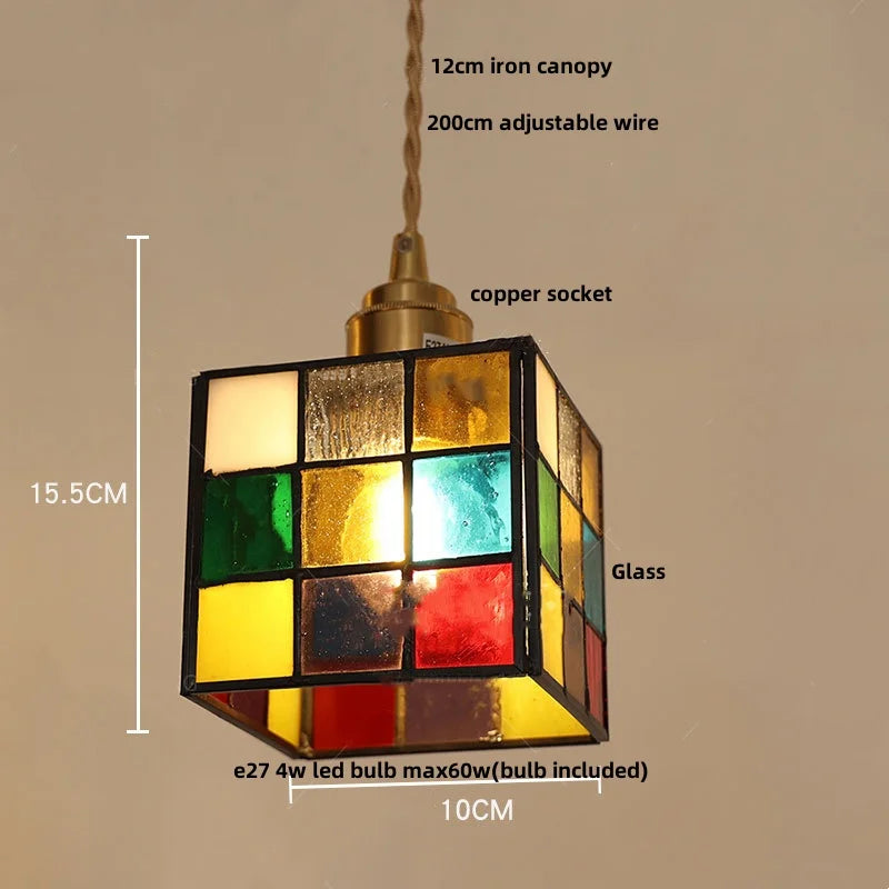 DecorBites™ Glass LED Pendant Lamp Tiffany Style Hand Stitch Dining Room Lights
