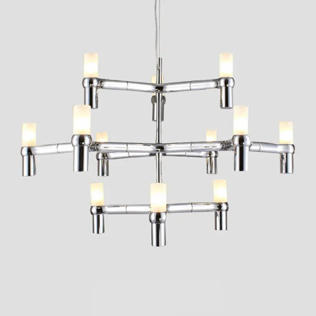 DecorBites™ Crown Major Chandelier G9 Luxury Foyer Chandelier, White Gold, Chrome Metal
