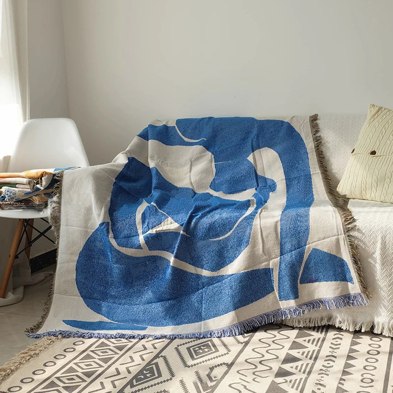 DecorBites™ Geometric Knitted Tassels Throw Blanket