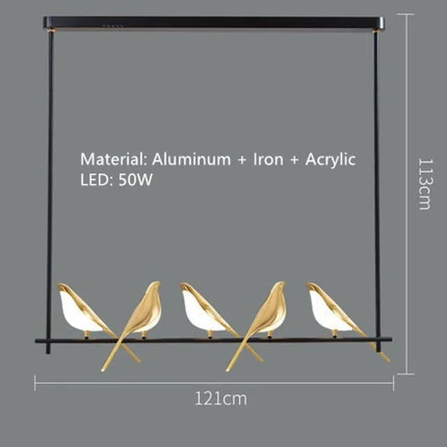 DecorBites™ Gold Magpie Bird Ceiling Chandelier: Modern Home Interior Lighting for Living Dining Kitchen
