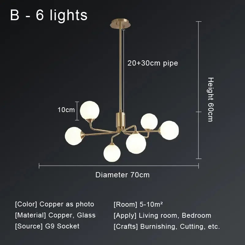 DecorBites™ Copper Ceiling Chandelier for Home Decor Lighting