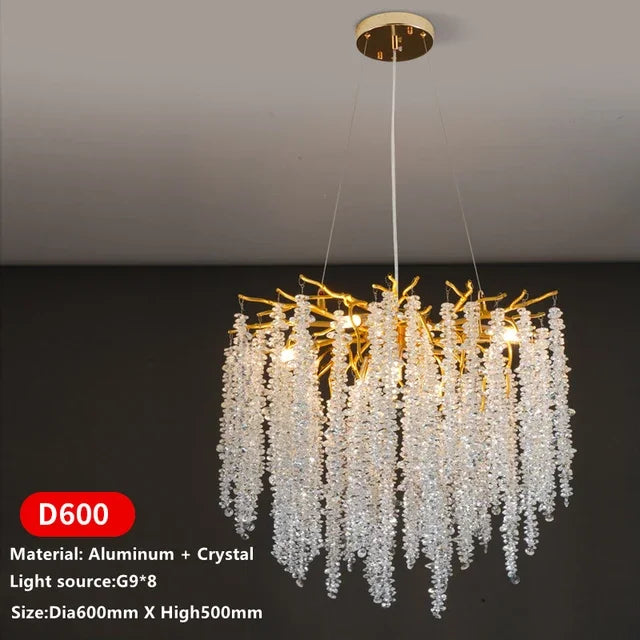 DecorBites™ Crystal Tassel Chandelier: Luxury LED Pendant Lights for Living Room, Hall & Restaurant