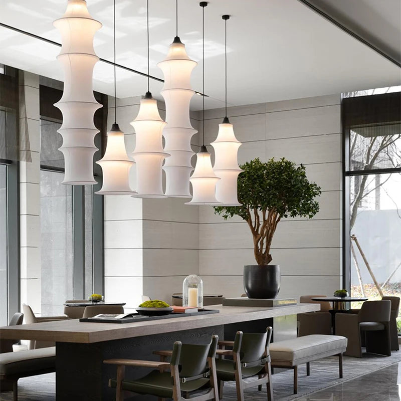 Nordic Wabi-Sabi White Silk Pendant Light