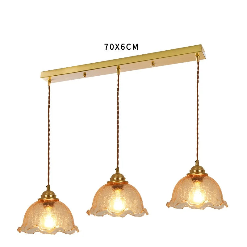 DecorBites™ Cracked Glass Copper Wooden Pendant Light for Home Indoor Living Room