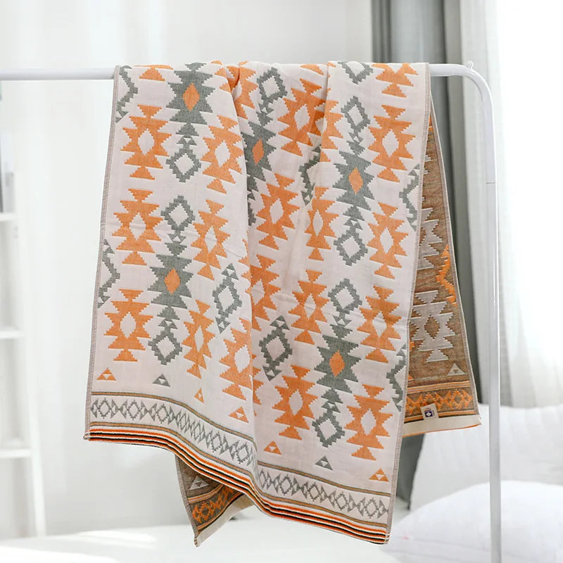 DecorBites™ Cotton Gauze Bath Towel Set - High Quality, Unisex, Adults, 70*140 & 35*75
