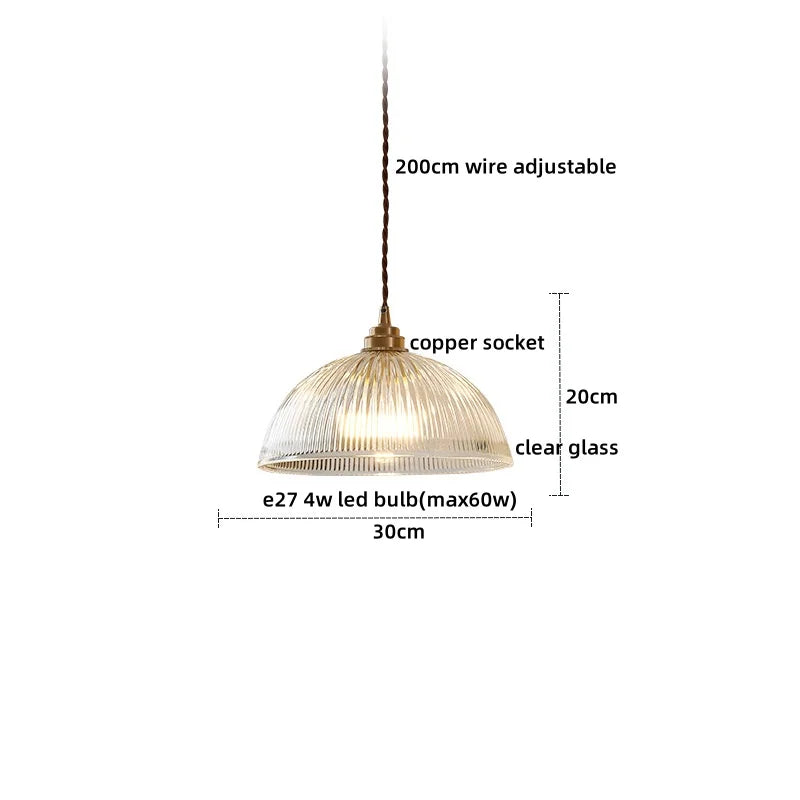 مصباح تعليق LED من DecorBites™ بتصميم ياباني، مصابيح تعليق زجاجية نحاسية