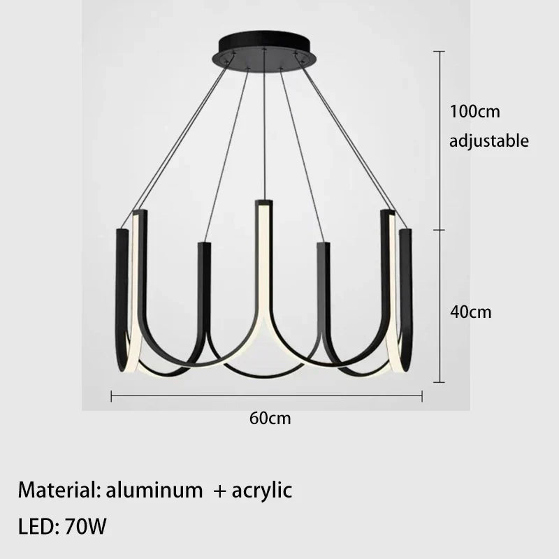 ثريا LED من DecorBites™: إضاءة معلقة من الألومنيوم الأسود والذهبي، مصباح لغرفة المعيشة وغرفة الطعام وغرفة النوم
