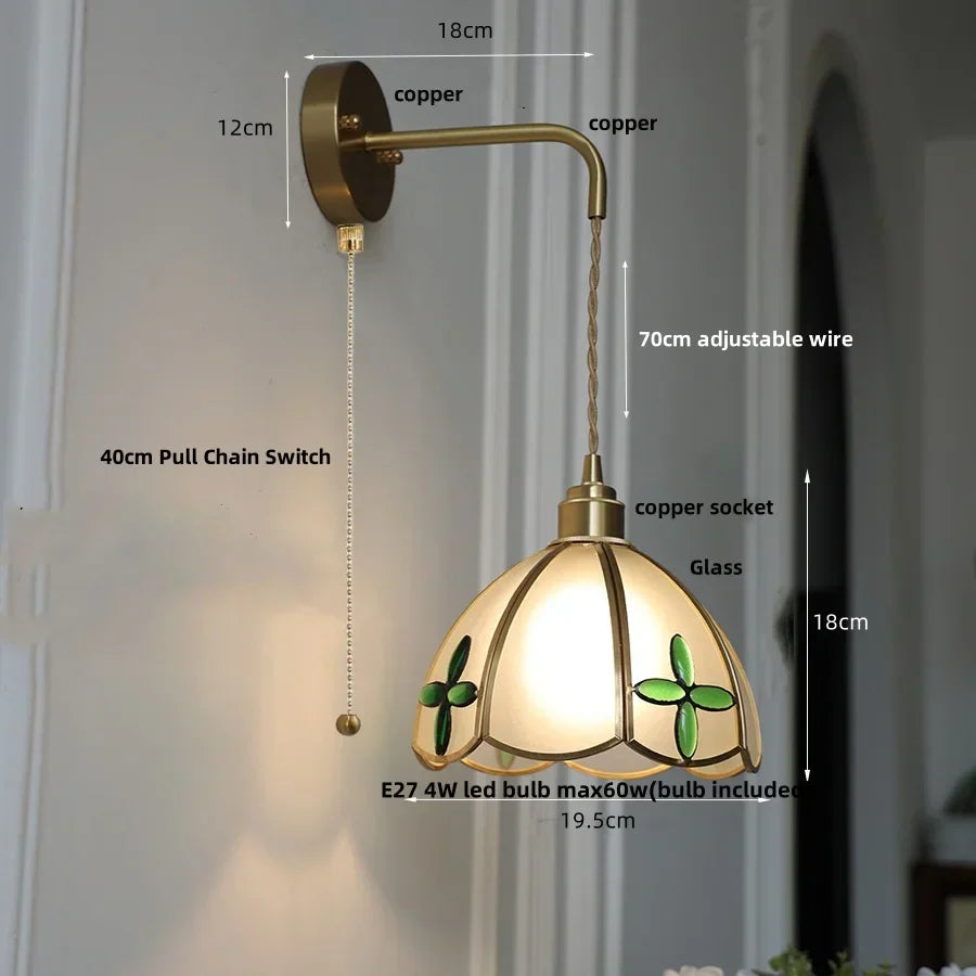 DecorBites™ Amber Glass LED Wall Light Modern Nordic Bedroom Reading Lamp