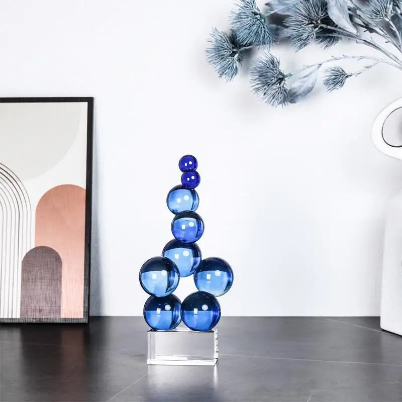 تمثال ديكور منزلي على شكل كرة كريستالية هندسية فضية من DecorBites™