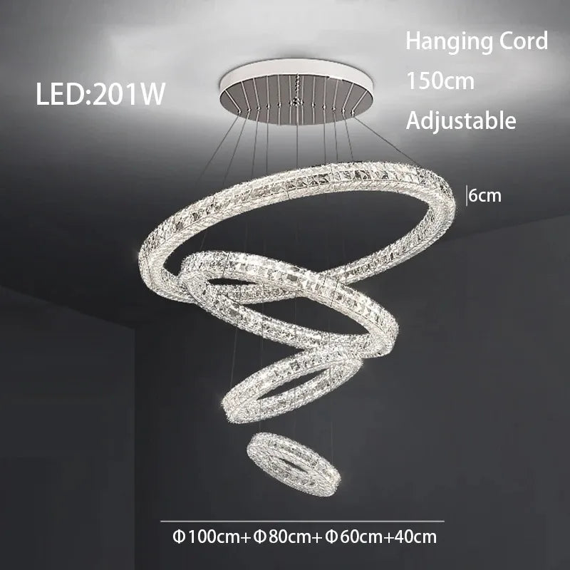 DecorBites™ Crystal LED Chandelier: Modern Luxury Chrome Steel & Clear K9 Crystal Lighting