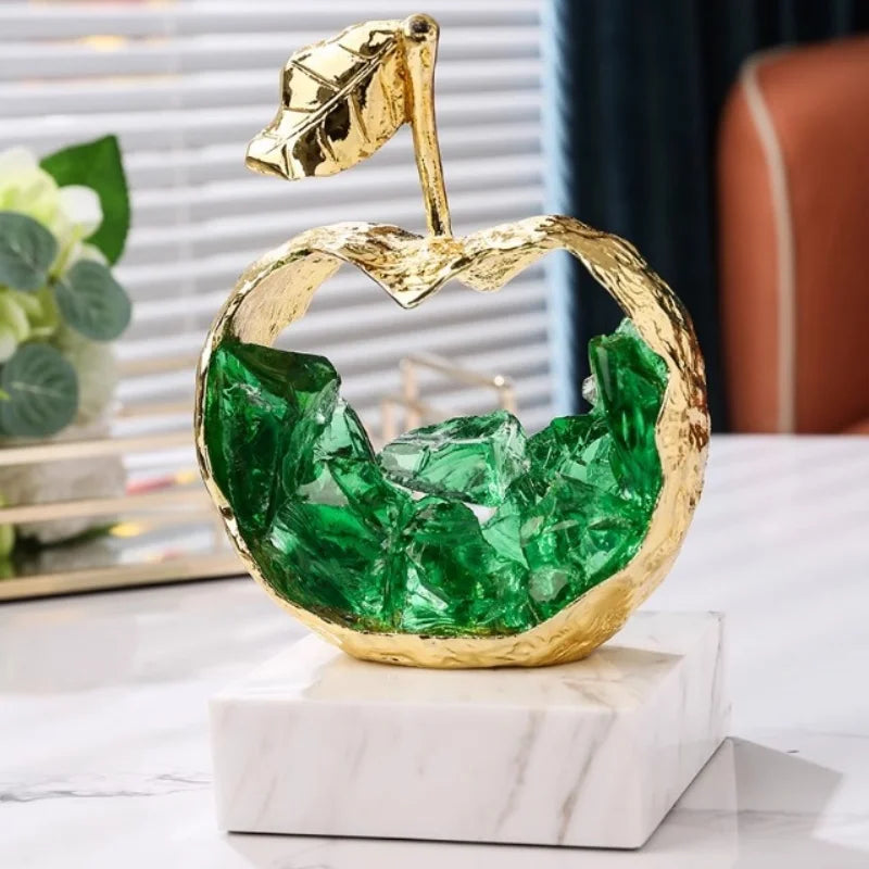 DecorBites™ Crystal Metal Fruit Sculpture Set Home Decoration
