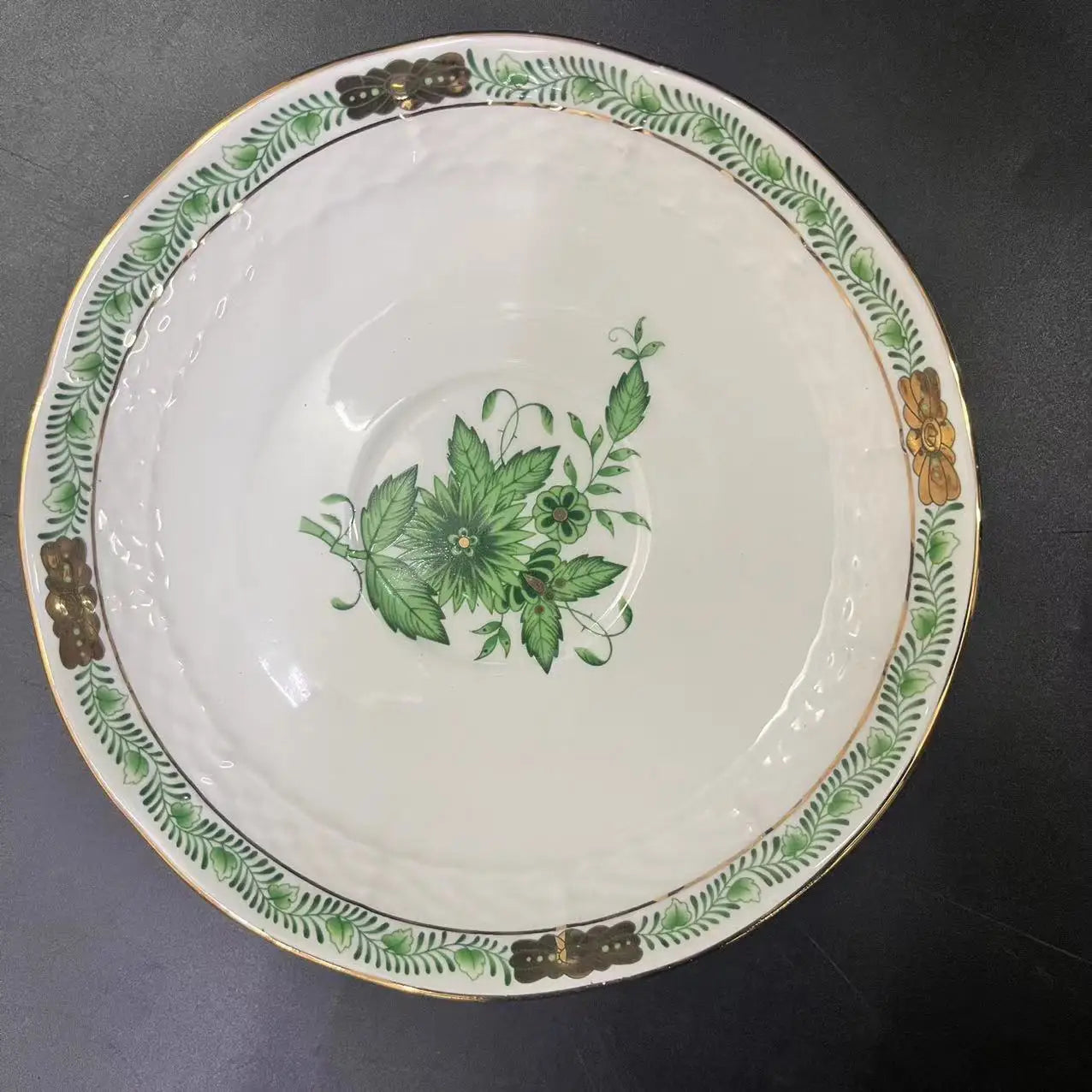 طقم فناجين شاي سيراميك DecorBites™ بنقوش نباتية خضراء مع ملعقة وصحن - مثالي لوقت شاي العصر الإنجليزي