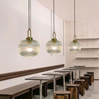 Modern Striped Glass Pendant Light in Transparent Milk White