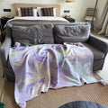 DecorBites™ Cozy Knit Blanket: Purple Multifunctional Sofa Cover for Living Room, Office, and Nap Time