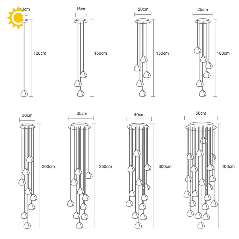DecorBites™ Crystal Ball Chandelier: Long Adjustable Staircase Pendant Light perfect for Home & Restaurant