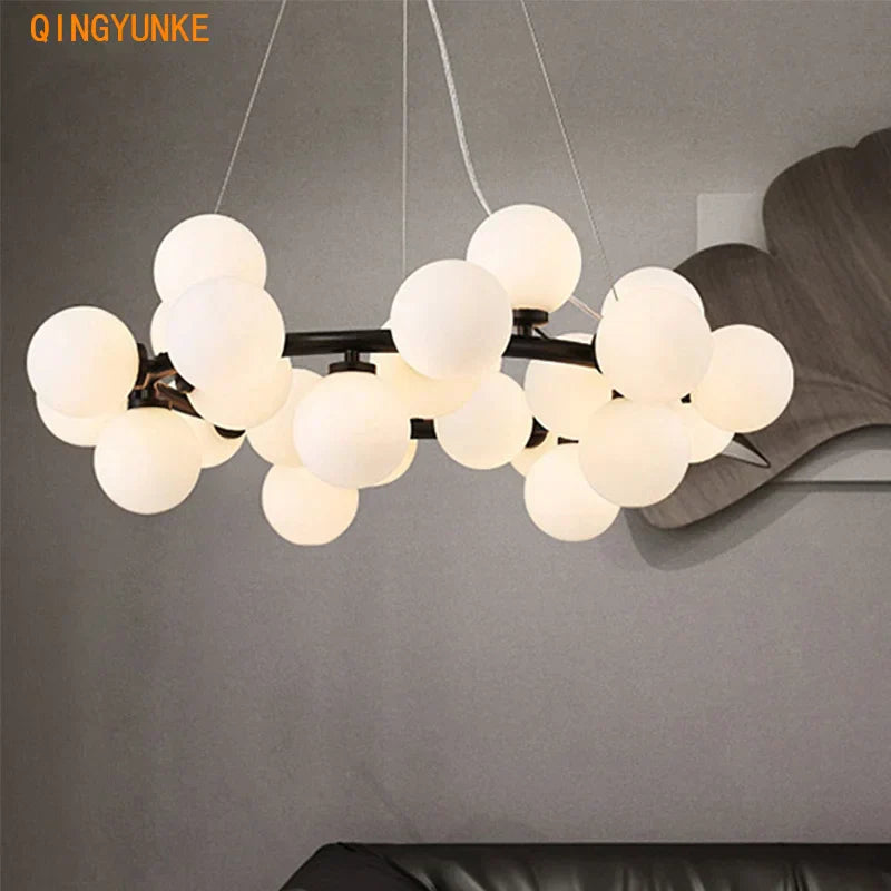 DecorBites™ Glass Ball Chandelier for Living Room - Modern Nordic Kitchen Island Ceiling Light