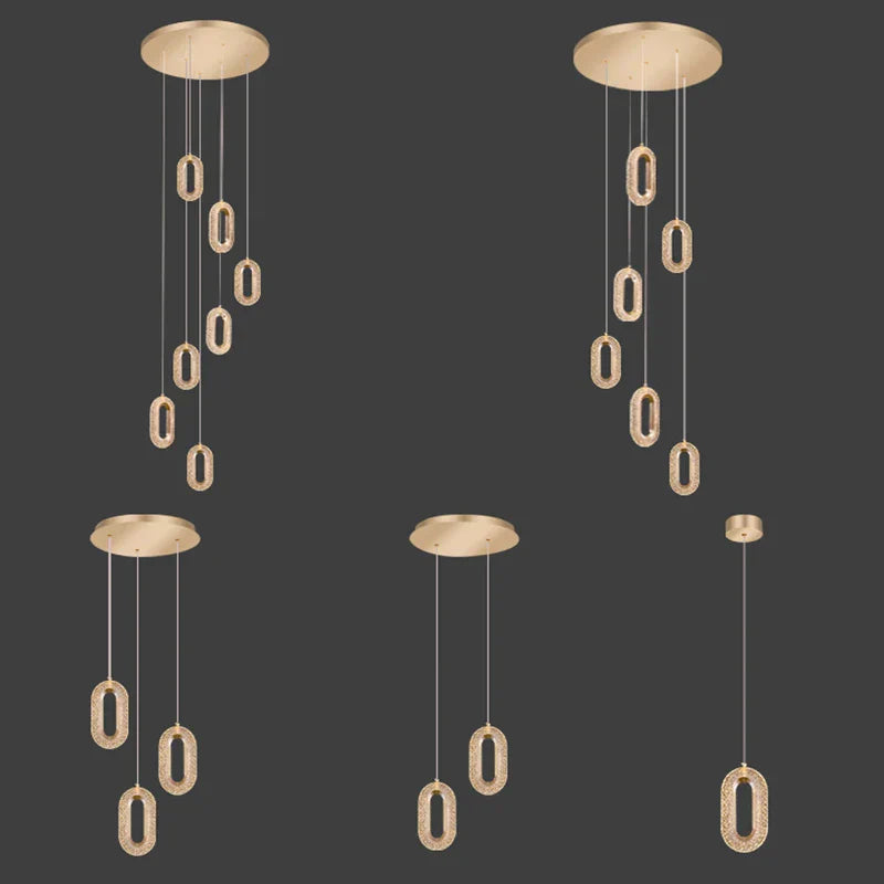 ثريا LED ذهبية DecorBites™ لغرفة المعيشة وغرفة الطعام والدرج والردهة، مصباح معلق عصري من خليط معدني + أكريليك