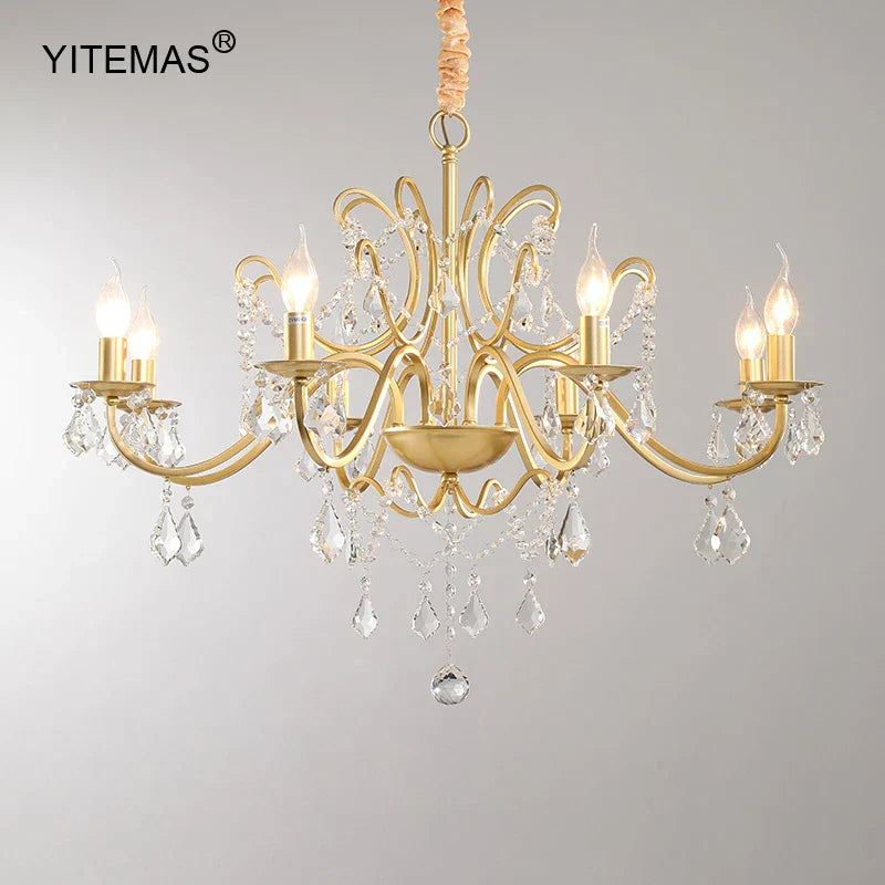DecorBites™ ثريا ذهبية كريستالية بظل مصباح لغرفة المعيشة وغرفة النوم والمطبخ الأنيقة
