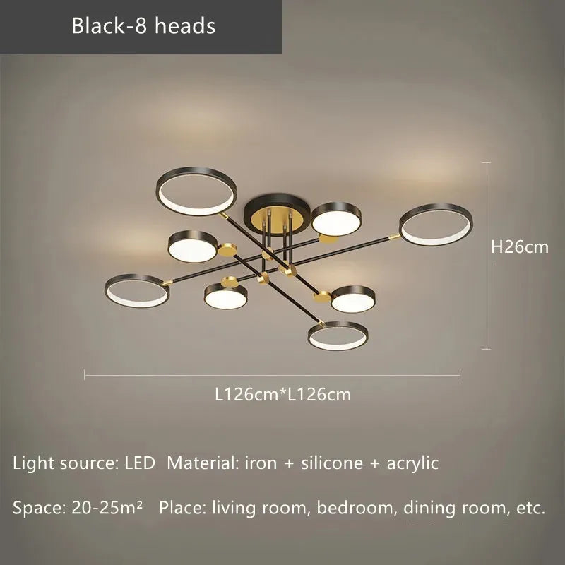 مصباح سقف DecorBites™ بإطار ذهبي LED قابل للتعتيم بجهاز تحكم عن بعد لغرفة المعيشة وغرفة الطعام وغرفة النوم