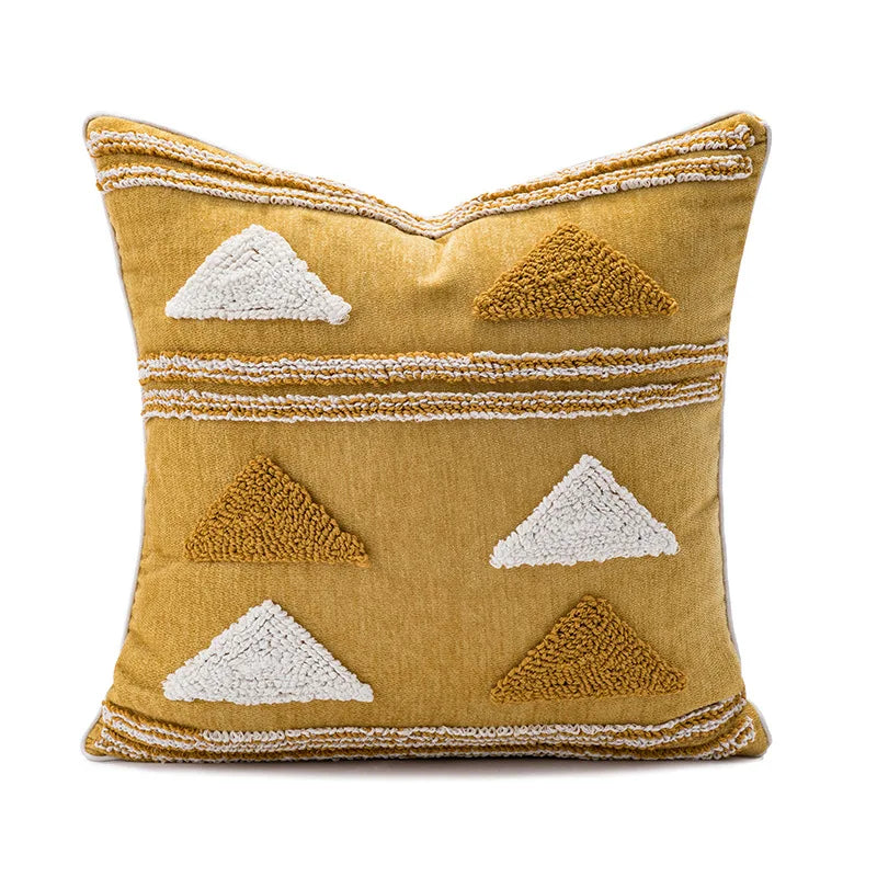DecorBites™ Geometric Embroidery Boho Loop Tufte Cotton Canvas Cushion Cover 45x45/30x50cm