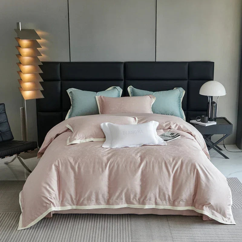 DecorBites™ 1000TC Egyptian Cotton Jacquard Duvet Cover Set: Luxury Satin Silky Bedding Collection
