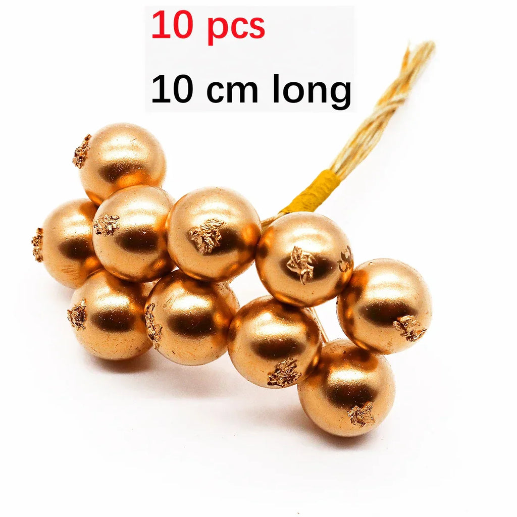 DecorBites™ Gold Hybrid Flower Cherry Stamen Berries Bundle لتزيينك بنفسك