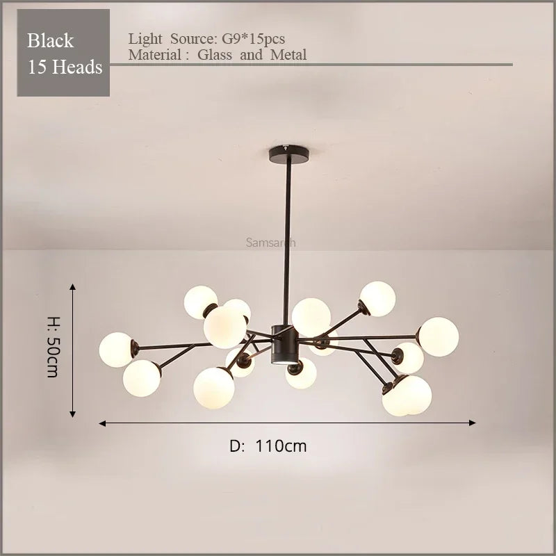 DecorBites™ ثريا سقف LED ذهبية سوداء لغرفة المعيشة وغرفة النوم تركيبات الإضاءة