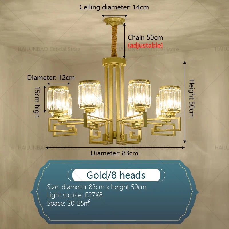 DecorBites™ Crystal Chandelier: Modern Luxury Main Light for Livingroom, Hall, and Restaurant