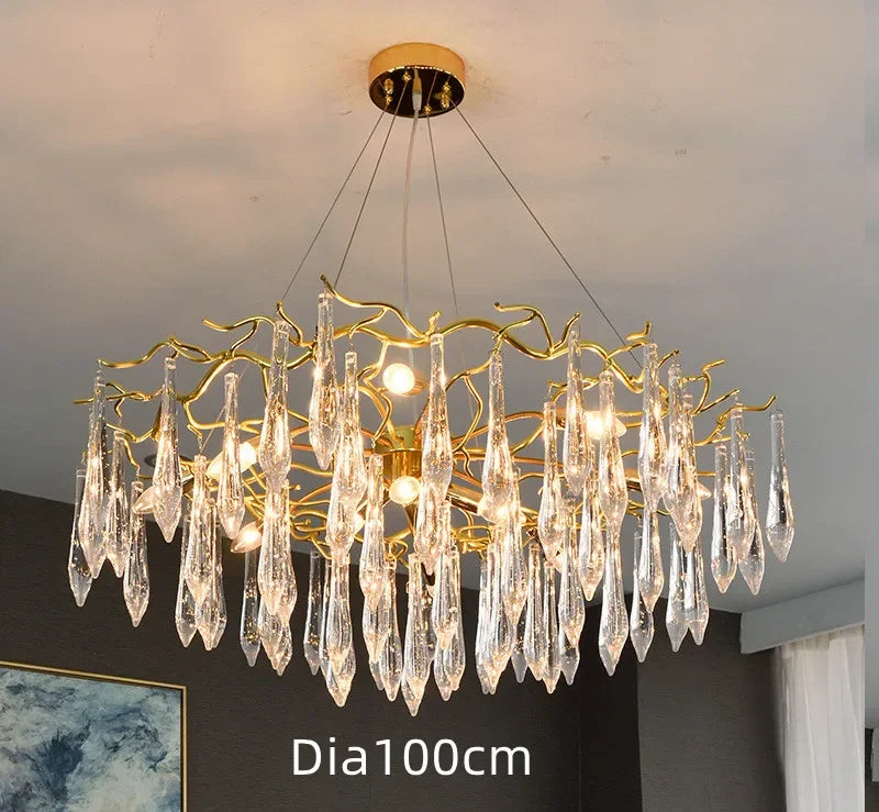 ثريا DecorBites™ Gold LED فرع إضاءة لغرفة المعيشة، غرفة النوم، الفنادق - مصباح معلق عصري فاخر من الألومنيوم