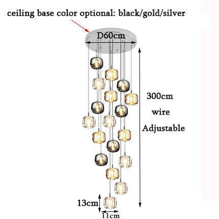 DecorBites™ Crystal LED Chandelier: Modern Living Room Suspension Light for Home Decoration