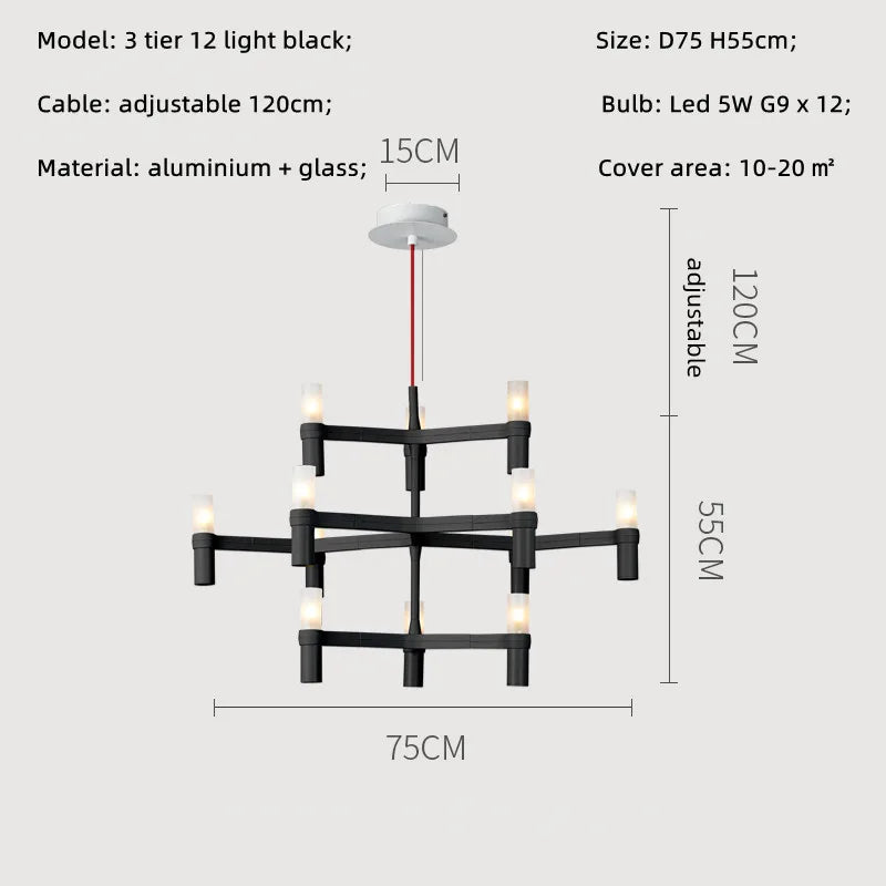 DecorBites™ Crown Major Chandelier: Modern Luxury LED Light for Kitchen, Hotel, Living Room