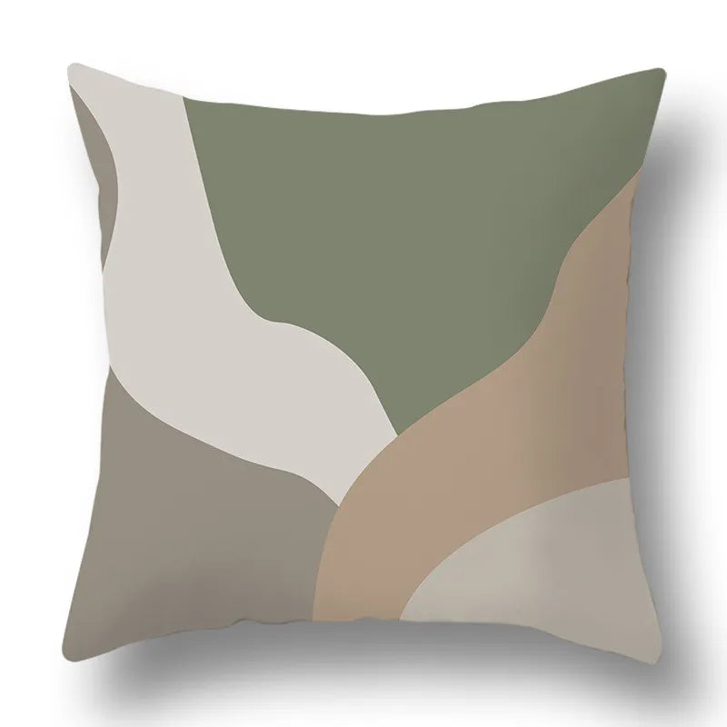 DecorBites™ Green Plants Geometric Print Pillow Cover - Home Sofa Cushion Cover
