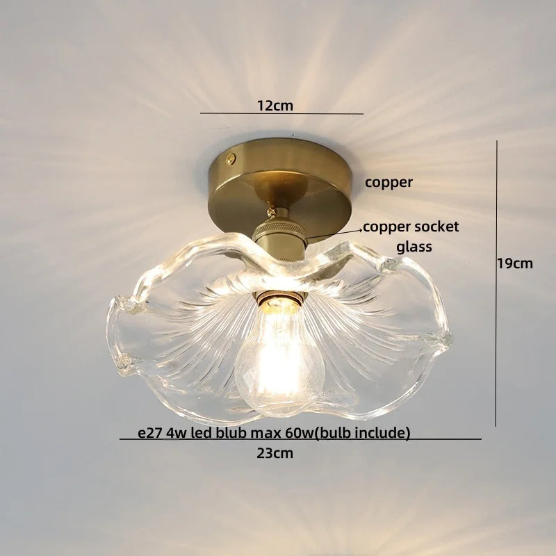 DecorBites™ Glass LED Ceiling Light for Living Room, Modern Copper Canopy, Nordic Style Fixtures