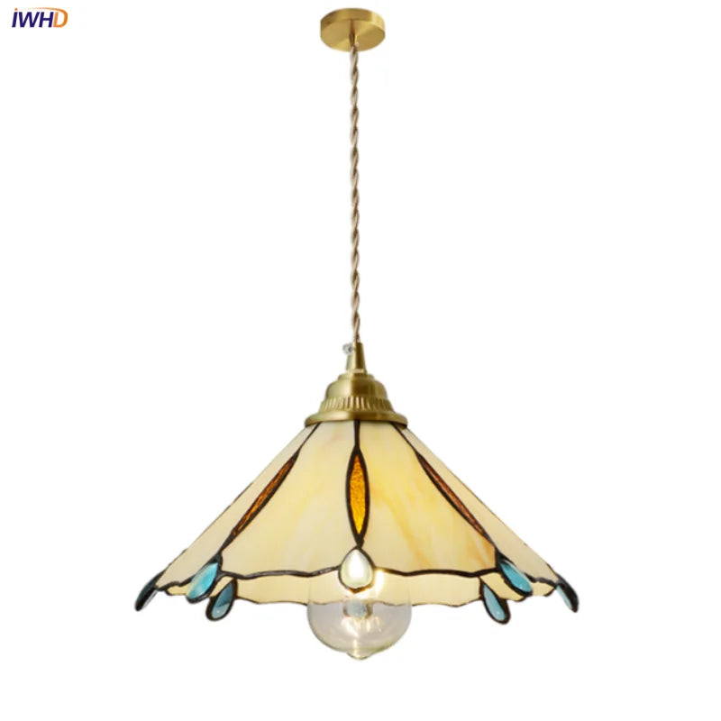 DecorBites™ مصباح معلق زجاجي عتيق من النحاس، قابل للتعديل بتقنية LED لغرفة الطعام والمطبخ