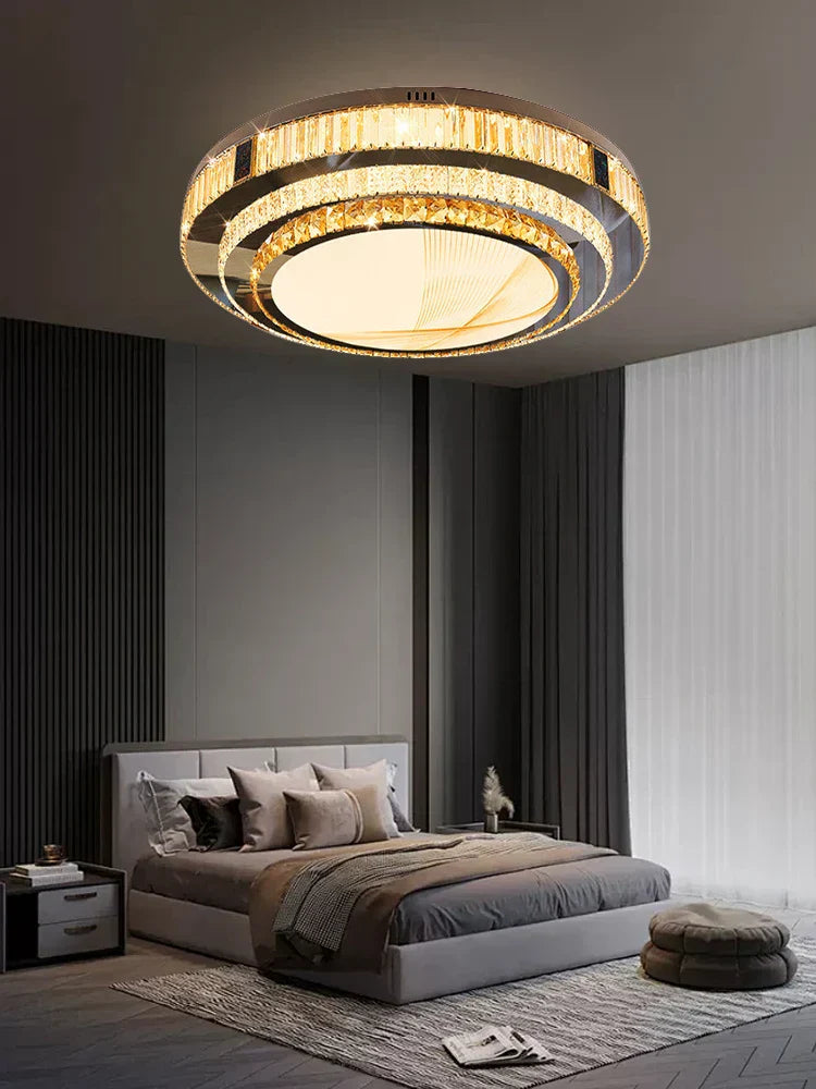 أضواء السقف الكريستالية الذهبية من DecorBites™ لديكور المنزل العصري