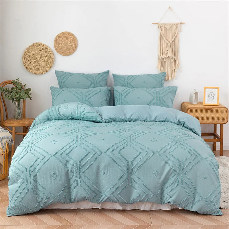 DecorBites™ طقم غطاء لحاف أزهار مقطوعة هندسية بحجم كينج من مفروشات عالية الجودة