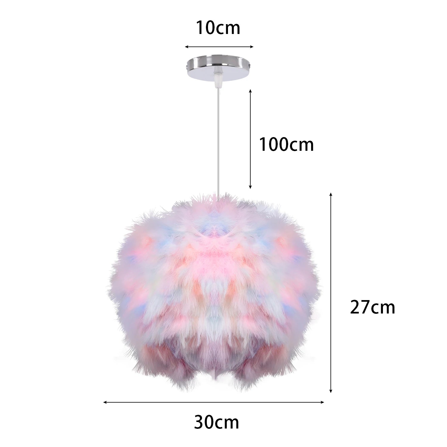 White Feather Pendant Light With Metal Frame