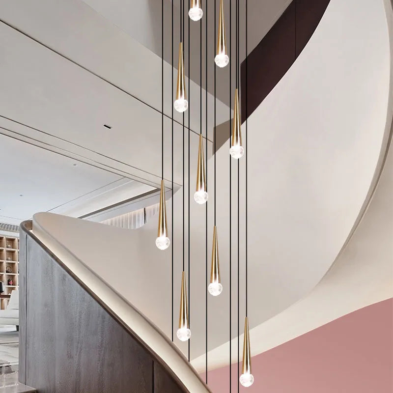 DecorBites™ Crystal LED Staircase Chandelier: Luxury Long Stair Lighting Fixture