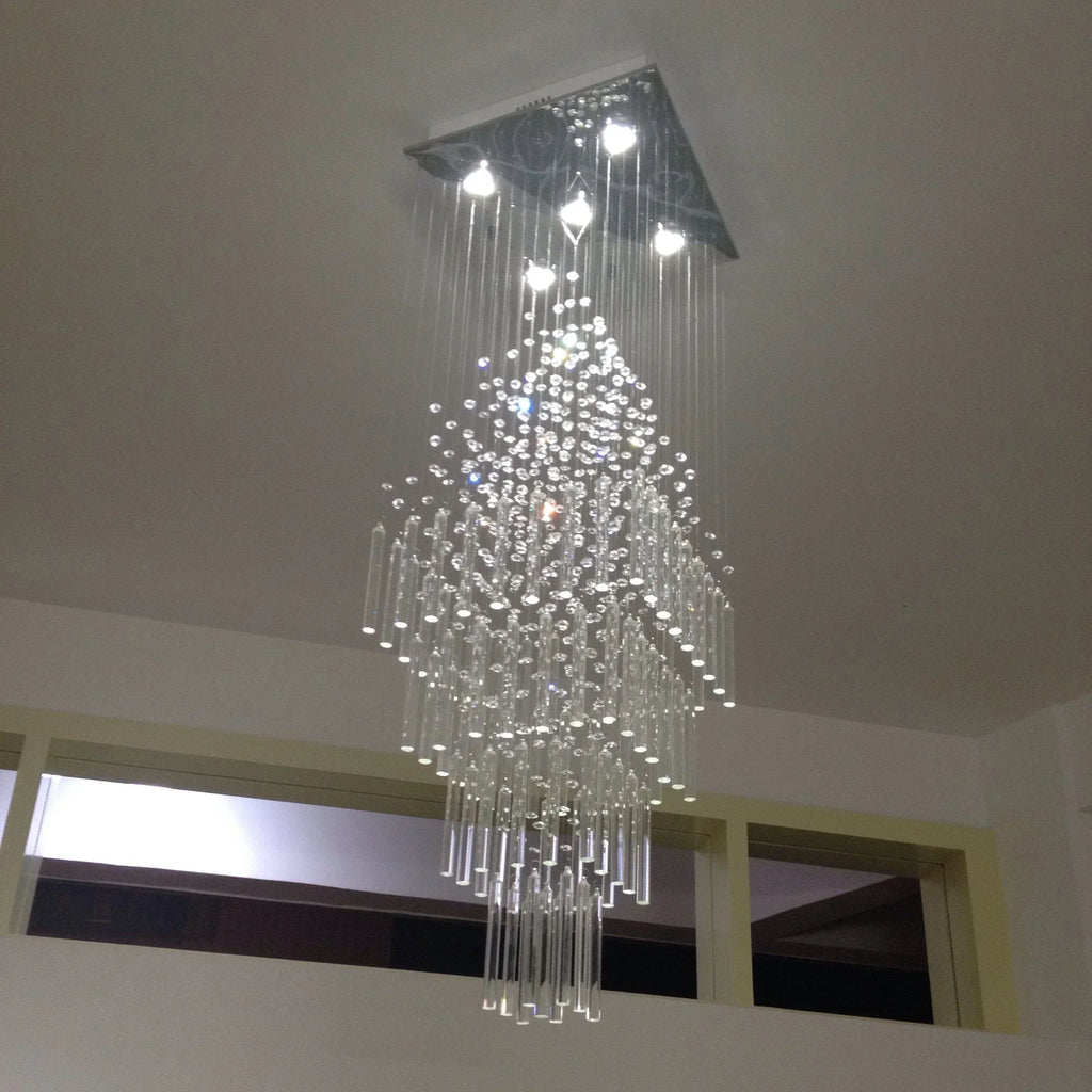 DecorBites™ Crystal Ceiling Chandelier: Modern Elegant Living Room & Staircase Light Fixture